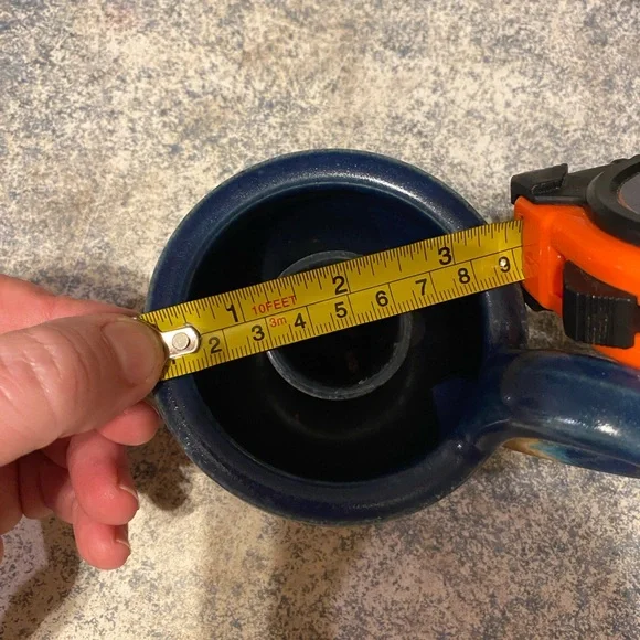 Blue and Tan Ceramic Candle Holder Handcrafted - Picture 9 of 9